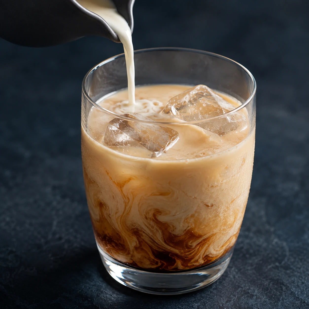ミルクがコーラと混ざり、やわらかなキャラメル色に変わる一杯。